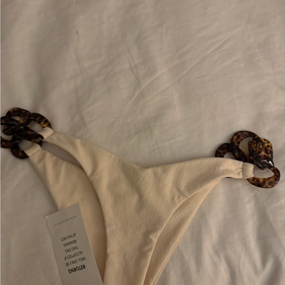 Same Swim Cream Bikini Bottom with Tortoise Shell Accents